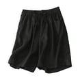 thumbnail image 2 of Uaswgudfs Women's Summer Jean-Inspired Loose-Fit Shorts - Elastic Waist with Lace Panels & Breathable Casual Comfort Black M, 2 of 4