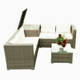 thumbnail image 5 of Seizeen 4 Pcs Patio Furniture Sets, Sectional Conversation Sofa Set with Storage Box & Table, Outdoor Wicker Rattan Furniture Set for Backyard Lawn Poolside Deck, Gray Rattan and Beige Cushion, 5 of 16