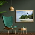 thumbnail image 2 of Vintage Beach Wall Art with Frame, Photo of Trees Lighthouse on a Beach Cloudy Sky Calm Nature Landscape Art, Printed Fabric Poster for Bathroom Living Room, 35" x 23", Multicolor, by Ambesonne, 2 of 2