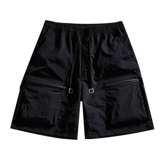 Fgnfyis Men's Summer Japanese Style Shorts Men's Sports Ice Silk Shorts Men's Quick Drying Men's Casual Pants Shorts for Men Black M
