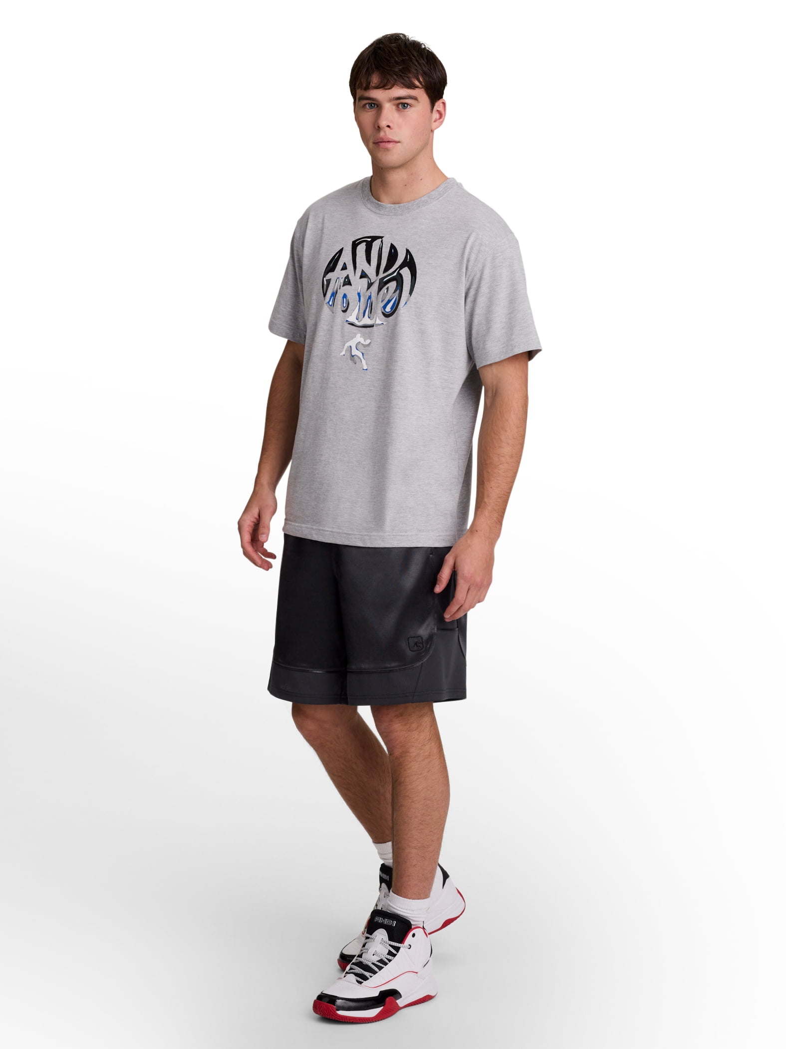 AND1 Men's and Big Men's All Court Colorblock Short, 9" inseam, up to Size 5XL