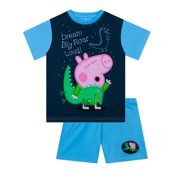 George Pig Boys Short Sleeve Pajamas Blue Sizes 2T-8