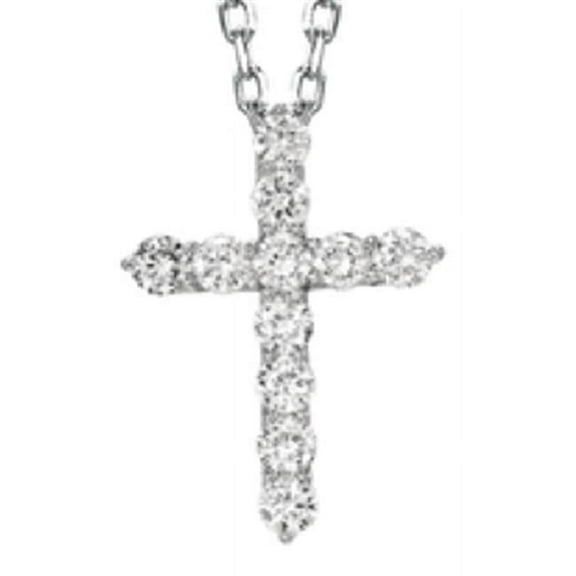 PW29040-0.15 14W I-i-1 0.15 Carat 14K White Gold I-I-1 Classic Diamond Cross Pendant