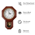 thumbnail image 4 of Mahogany Finish Vintage Wall Clock -  Regulator Style Decorative Clock for Living Room & Bedroom, 4 of 5