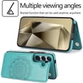 thumbnail image 2 of Design for Galaxy S24 5G Case with Credit Card Holder Slot PU Leather Wallet Phone Cases Stand Kickstand Durable Shockproof Protective Cover for Samsung S 24 Women Men 6.1 inch Green, 2 of 6