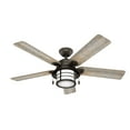thumbnail image 5 of Hunter 54 inch Outdoor or Indoor Ceiling Fan with LED Light - Rustic Ceiling Fan with Pull Chain, For Bedroom, Living Room, or Patio, Standard Mount, No Remote - Key Biscayne 59273, Onyx Bengal, 5 of 14