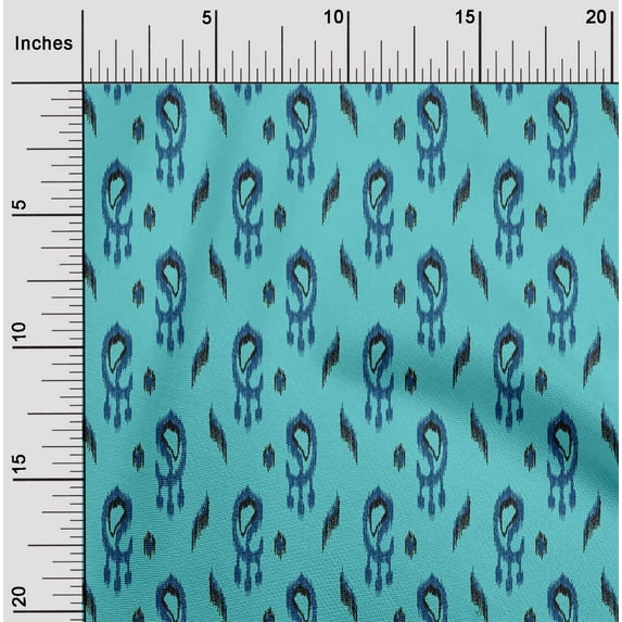 oneOone Georgette Viscose Fabric Paisley Ikat Decor Fabric Printed BTY 42 Inch Wide