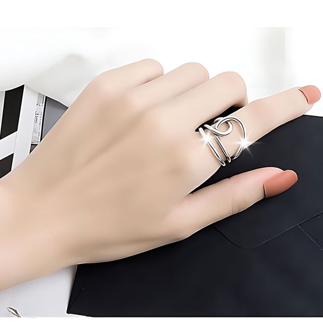 Fiudx Anillo Ajustable, Diseño Único de Doble Capa Irregular, Moderno Anillo Envolvente de Color Dorado, Cómodo para Usar Todo El Día, Regalo Elegante para Ella, Perfecto para Cualquier Ocasión.