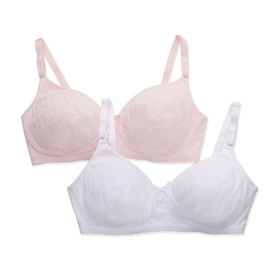 Fruit of the Loom Women's Lightly Padded Wirefree Bra, 2 Pack