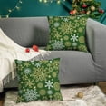 thumbnail image 5 of Pack of 2 Christmas Cozy Fleece Snowflakes Both Sides Throw Pillow Cases Cushion Covers for Couch Bed Sofa Christmas Green, 5 of 7