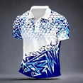 thumbnail image 5 of Ceisia Men's Slim Fit Short Sleeve Geometric Print Turndown Collar Shirt with Contrast Trim Blue XXL Gifts, 5 of 5