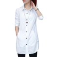 thumbnail image 5 of Skymirror Women Shirt Solid Color Long Sleeve Single Breasted Turndown Collar Loose Streetwear Spring Summer OL Basic Shirt Blouse Women Clothes, 5 of 8