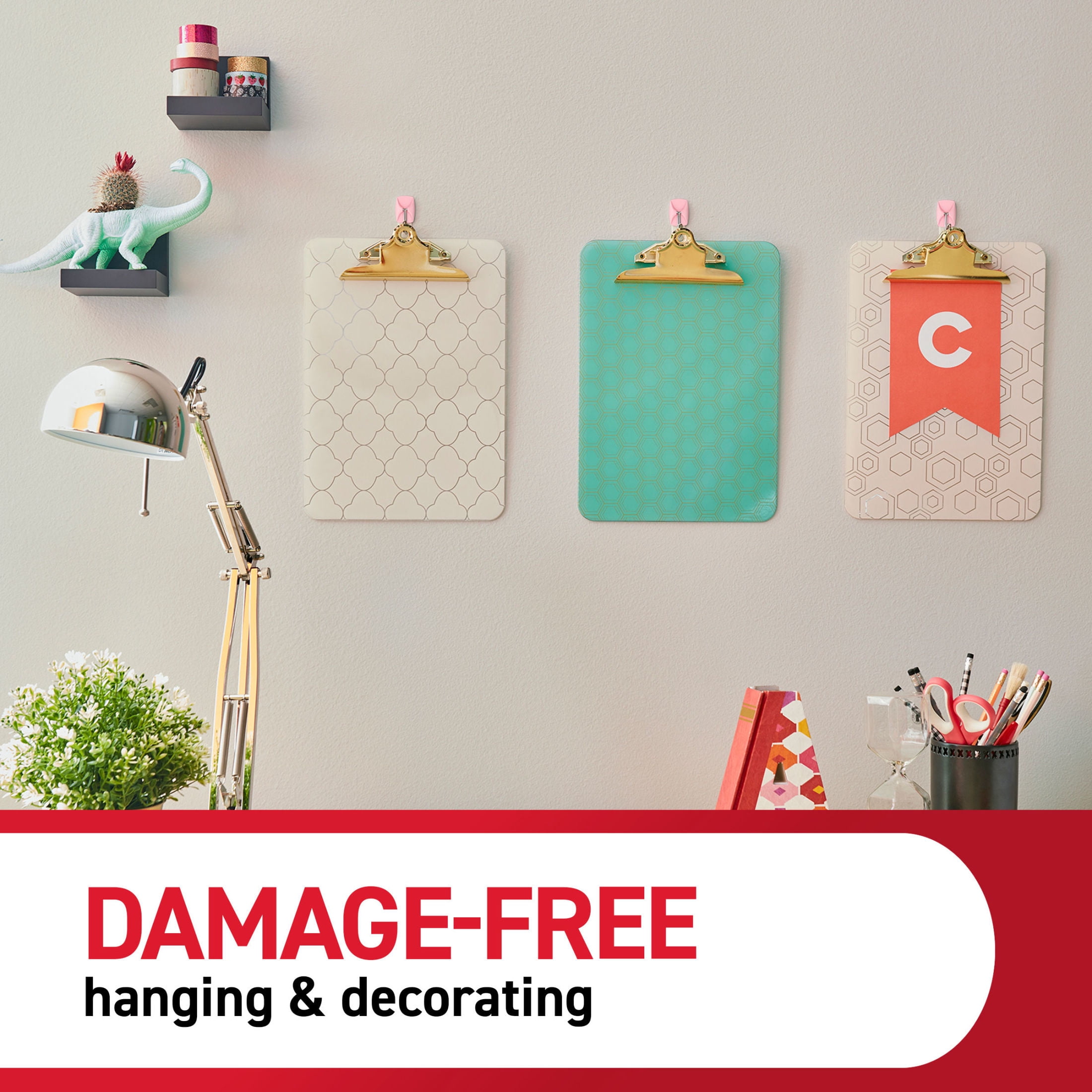 Command Small Wire Hooks, Blossom, Holds .5 lbs, 9 Hooks, 12 Adhesive Strips