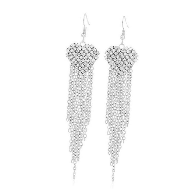 Pendientes de borlas de amor,Pendientes colgantes con borlas y diamantes de imitación en forma de corazón,Joyas de moda para el día de San Valentín Pendientes Cumpleaños,Pendiente largo