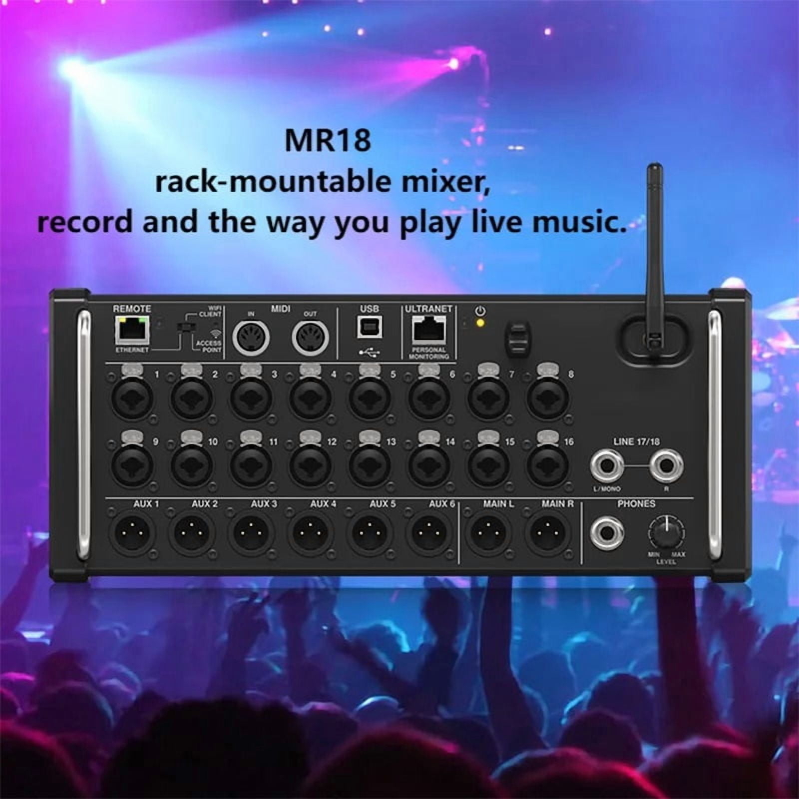 XR18/MR18 Rack Mount Professional Digital Mixer Built-in Wifi DSP Mixer DJ Recording Studio with USB Recorder ,Easy to Operate