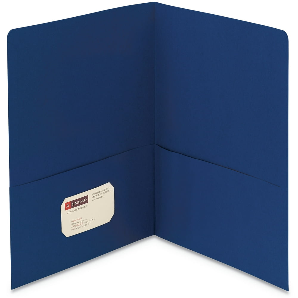 Smead TwoPocket Folder, Textured Paper, Dark Blue, 25/Box SMD87854