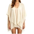 thumbnail image 2 of Pounoo Women's Cover Ups Solid Tassel Chiffon Open Front Kimono Cardigan Beach Wear Lightweight Breathable Loose Fit Swimwear Cover Ups Gift, 2 of 7