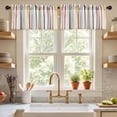 thumbnail image 3 of Hiasan 42 x 18 Inch Kitchen Valance Curtain, Linen Striped Valance for Bedroom Living Room, Rod Pocket Farmhouse Light Filtering Window Valance Curtain, Colorful Vertical Stripes, 1 Panel, 3 of 9