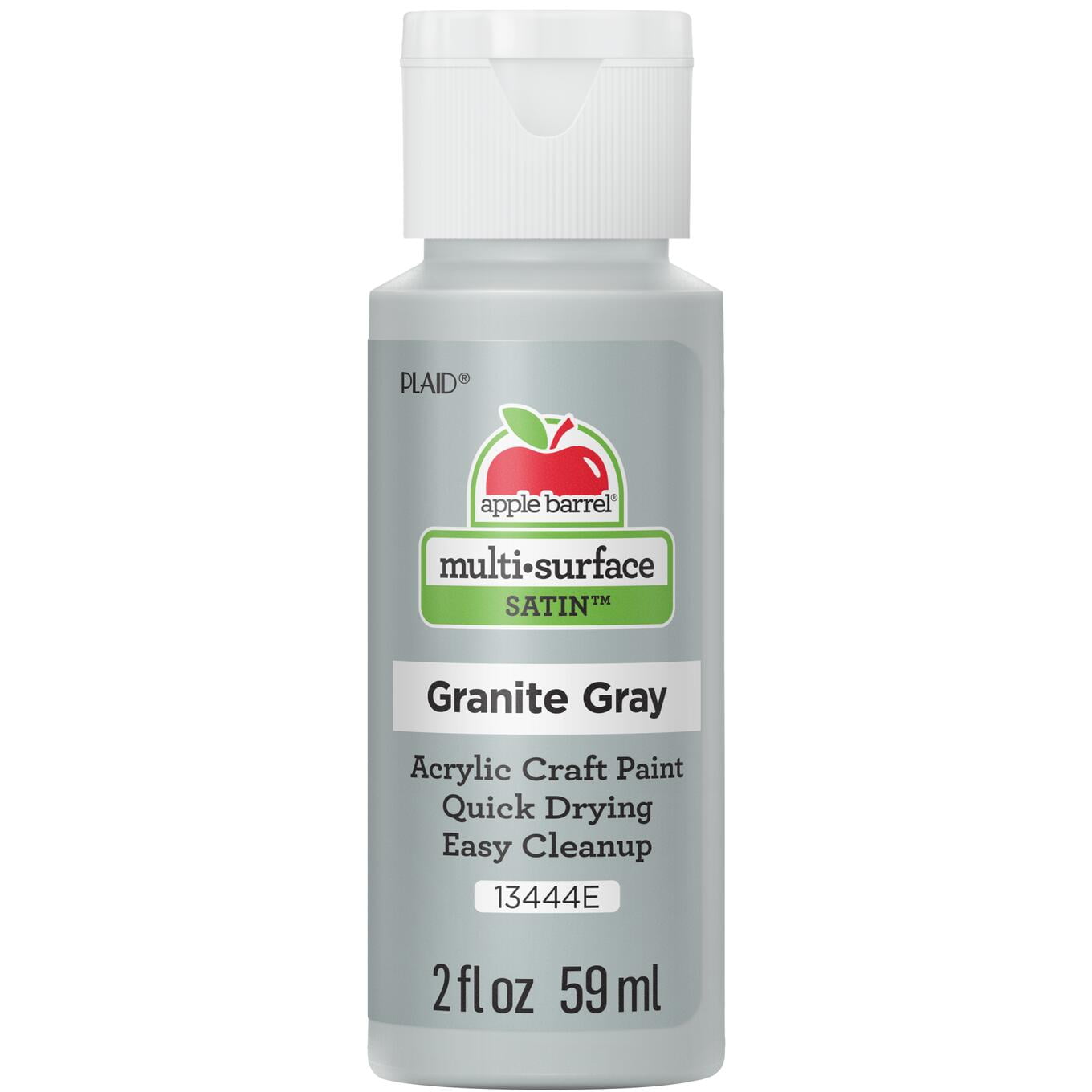 (3 pack) Apple Barrel Multi-Surface Acrylic Satin Paint, Granite Gray, 2 fl oz