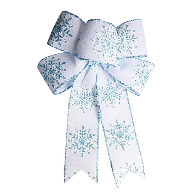 Light Blue Light Blue Christmas Snowflake Bow Holiday Decoration Ribbon For Tree Gift Wrapping Door Hanging Polyester Material Festive Season Home And Party Decor