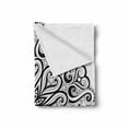 thumbnail image 2 of Mandala Soft Flannel Fleece Throw Blanket, Floral Cosmos Traditional Pattern Monochrome Print, Cozy Plush for Indoor and Outdoor Use, 60" x 80", Black White, by Ambesonne, 2 of 6