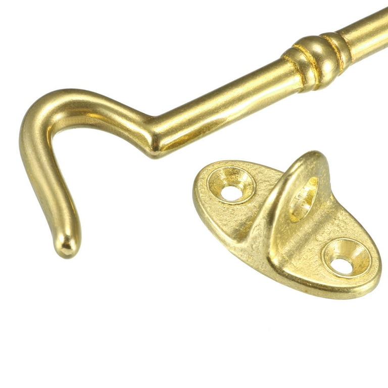 6 inch Cabin Hooks Eye Latch Door Gate Swivel Window Brass Hook with Mounting Screw Golden 2pcs