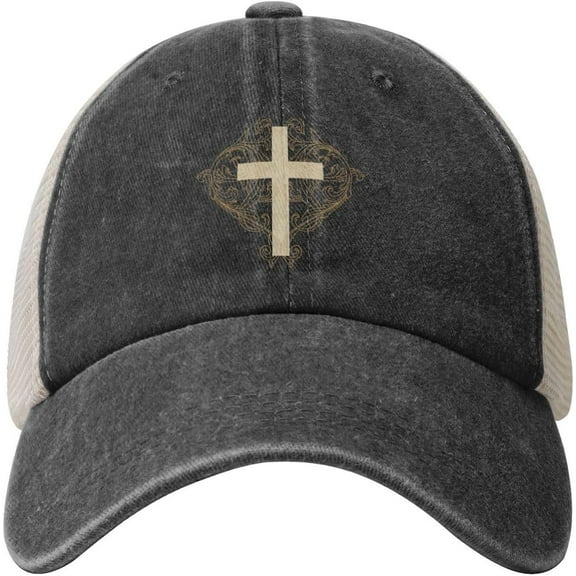 Cross of Jesus Cowboy Hat Men Vintage Mesh Baseball Cap Women Dad Hat Sun Hat Trucker Hat Black