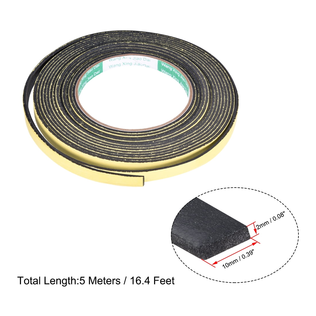 Unique Bargains Foam Seal Tape for Weatherproofing 10mm Wide 2mm Thick 16.4 Feet Long