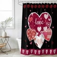 thumbnail image 6 of Black Valentines Day Shower Curtain Set - Standard 72" x 72" Washable Bathtub Curtain with 12 Hooks, Love Hearts Romantic Farmhouse Waterproof Fabric Stall Shower Curtains for Bathroom/Bathtub Décor, 6 of 6