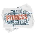 thumbnail image 1 of Ambesonne Fitness Place Mats Set of 4, Retro Words Lifestyle, Standard Size, Dark Blue Orange and White, 1 of 6