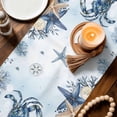 thumbnail image 3 of Blue Crab Coastal Table Runner 72 Inches, Beach Starfish Nautical Coral Ombre Bed Runner Dresser Scarves Tabletop for Indoor Outdoor Parties/Ceremony/Banquet, 14" x 72", 3 of 9