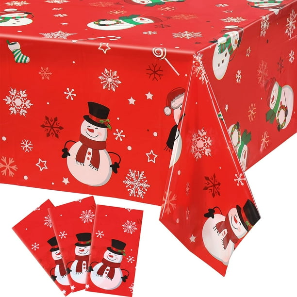 Mantel Irenare Snowman Christmas, plástico, 220 x 137 cm, 3 unidades