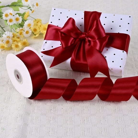 BVIEAKD Double Face Red Satin Ribbon 1-1/2 Inch x 50 Yards, Gift Wrapping, Christmas, Valentine, Wedding & Crafts