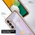 thumbnail image 3 of Designed for Samsung Galaxy A13 5G Case with Strap Luxury Love Heart Plating Gold Bumper Phone Cover Wristband Kickstand Full Body Protective Slim Case for Women - Purple, 3 of 10