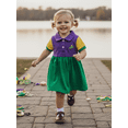 thumbnail image 3 of BemeyourBBs Toddler Baby Girls Mardi Gras Outfit Infant Spring Summer Clothes Carnival Dress Short Sleeve Turn Down Collar Crocodile Embroidery Dress, 3 of 9