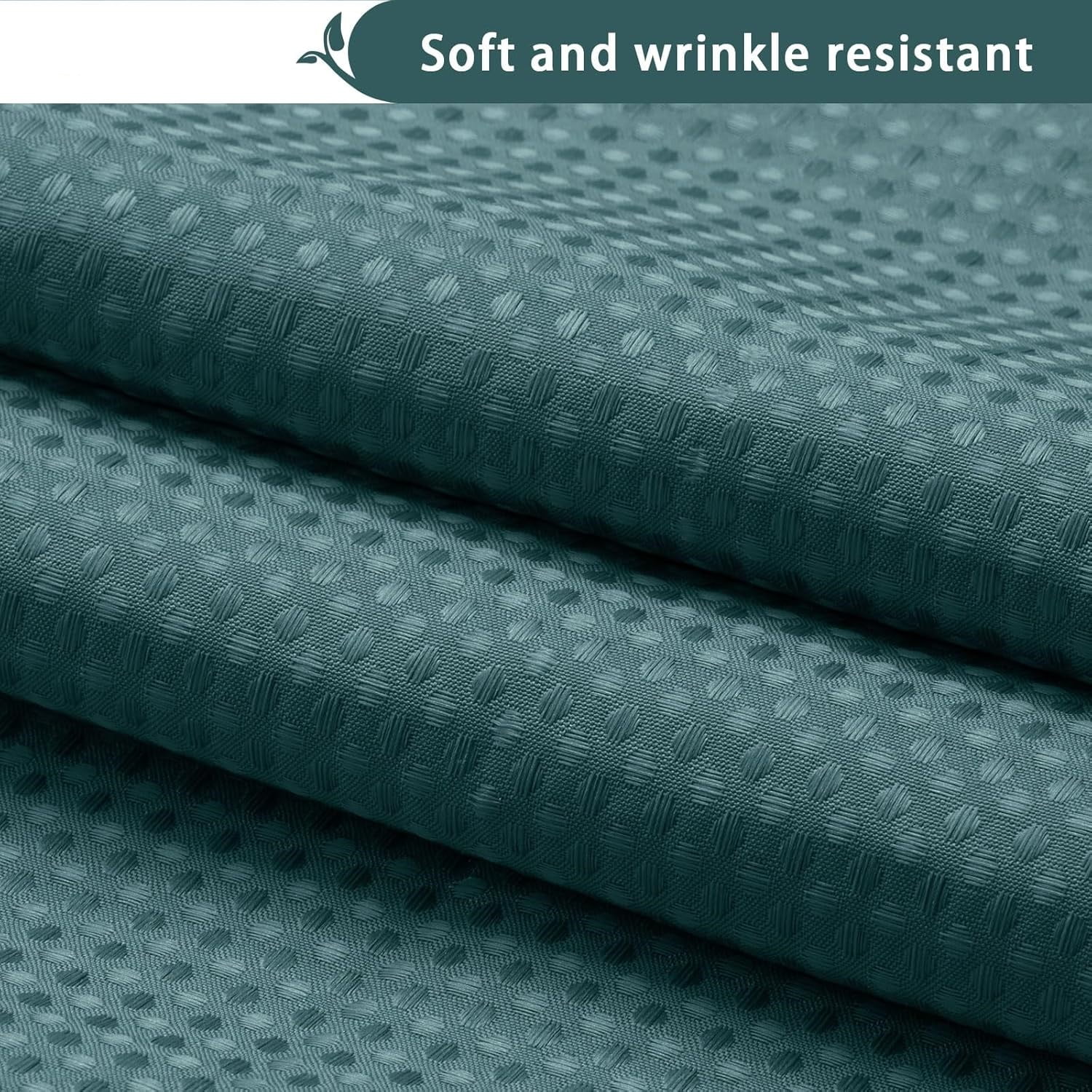 Zrodlmo No Hook Fabric Shower Curtain with Snap-in Liner, Waffle Waterproof and Mildew Resistant Bathroom Curtain, 72"x 74", Seaweed Green