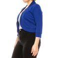 thumbnail image 2 of Moa Collection Women's Plus Size Casual 3/4 Sleeve Bolero Open Front Cardigan Jacket Blazer, Female, 2 of 6
