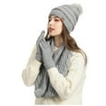 thumbnail image 2 of SGFCWSX Women's Four-Piece Hat Set,Fashionable Warmth Knitted Winter Hat Scarf Glove Socks Gray Free Size, 2 of 7