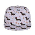 thumbnail image 2 of Daiia Dachshund Dog Puppy print Flat Bill Hats Flat Brim Trucker Cap Baseball Cap Adjustable Classic Low Profile Hat Unconstructed Plain Cap, 2 of 9