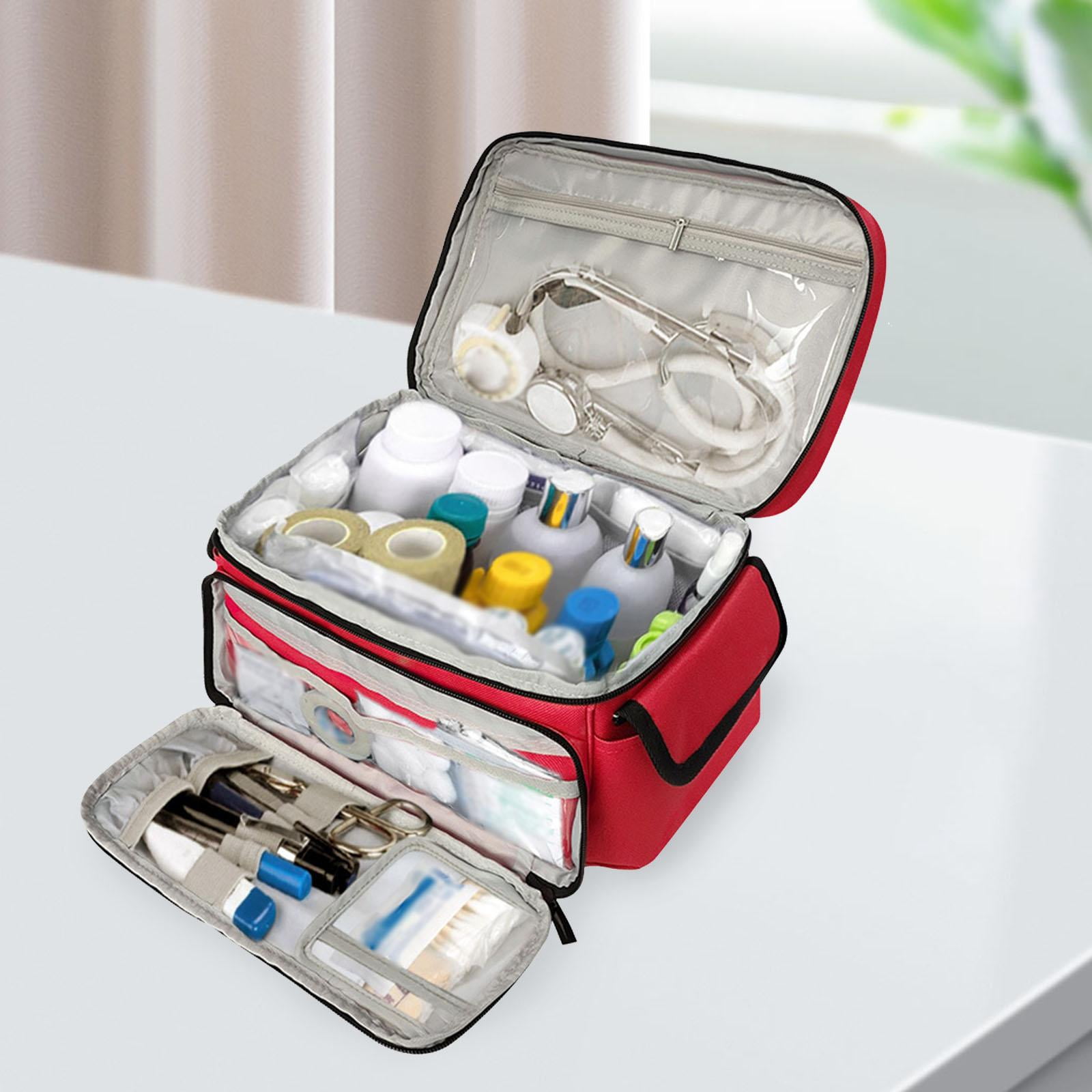 FITYLE Medical Storage Bag Travel First Aid Kits Bag Emergency Supplies First Aid Bag Bottle Organizer for Travel Workplace Car red