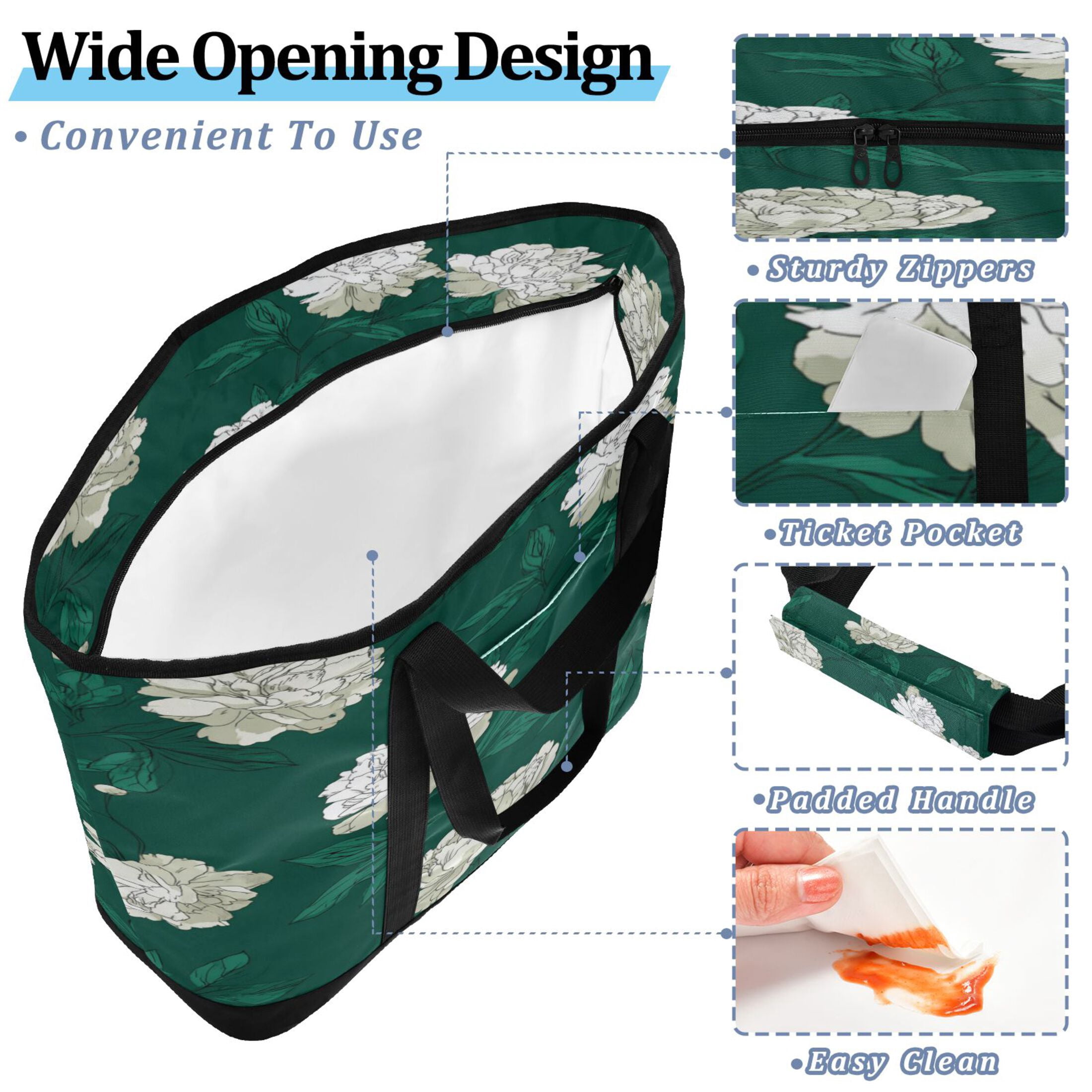 Extra-Large Wide Opening Design Capacity Hand-Held Ice Pack Thickened Insulation Layer For Long-Lasting Cold Retention For Outdoor Shopping Picnics And Camping Lush Gardenias