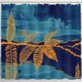 thumbnail image 1 of Vibrant Tropical Shower Curtain - Bold Blue & Orange Leaf Design, 1 of 4