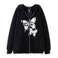 thumbnail image 1 of Dark hip hop gótico Harajuku Y2k estampado de mariposa cremallera Sudadera con capucha hombres y mujeres Harajuku chaqueta sudadera, 1 of 5