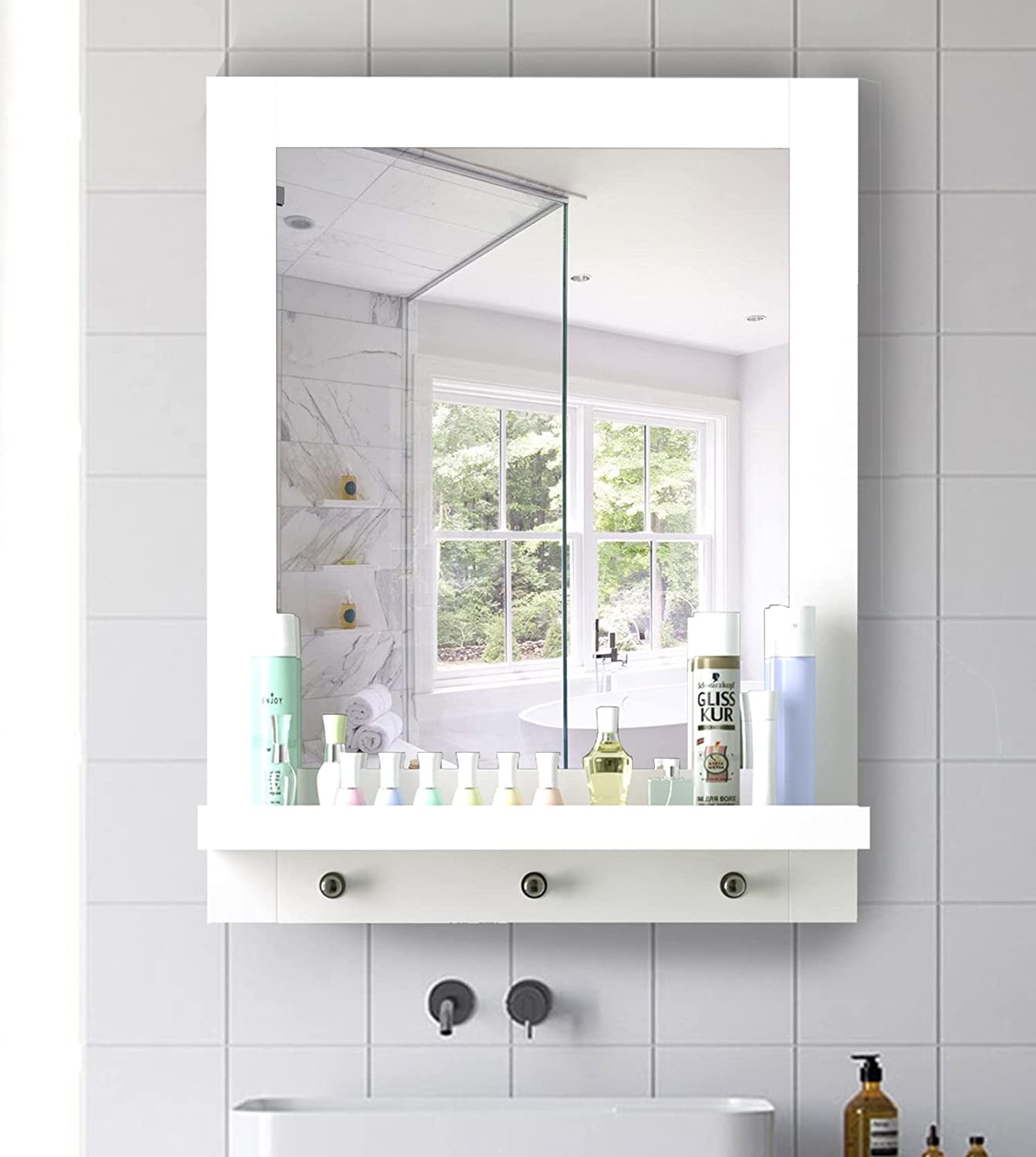 5 Five Simply Smart Bathroom Mirror Made of MDF with Shelf
