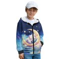 thumbnail image 2 of Xixirimido Cute Cat Moon Starry Sky Printed Kids Hoodies for Boys Girls Zip Up Hoodie Sweatshirt 3D Graphic Long Sleeve Pullover Top with Pocket for Fall Winter for 9-11 Years, 2 of 7