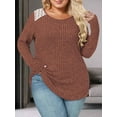 thumbnail image 4 of NISVIYA Women's Plus Size Tops Lace Lightweight Sweaters Ribbed Knit Cozy Flattering Pullover Shirts Caramel, 4 of 6