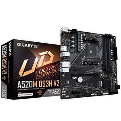GIGABYTE A520M DS3H V2 Motherboard - Supports AMD Ryzen 5000 Series AM4 CPUs, up to 4733MHz DDR4 (OC), PCIe 3.0 x16, GbE LAN, USB 3.2 Gen 1