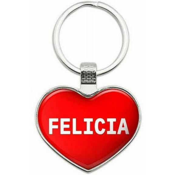 Felicia - Names Female Metal Heart Keychain Key Chain Ring, Multiple Colors Available