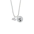 thumbnail image 2 of Delight Jewelry Silvertone Marathon - 26.2 with Pink Crystal Silvertone Script Initial Disc - I - Charm Necklace, 20"+3", 2 of 4