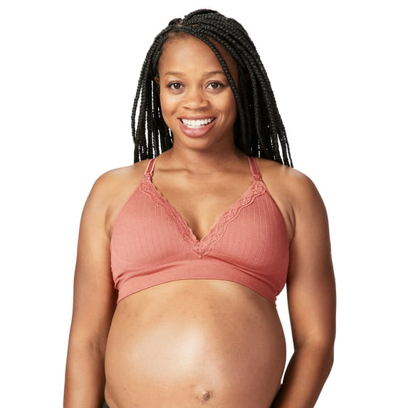 Cake Maternity Tutti Frutti Bamboo Wire Free Nursing Bra for Breastfeeding, Wireless Maternity Bra (for B-H Cups), Rust, X-Large